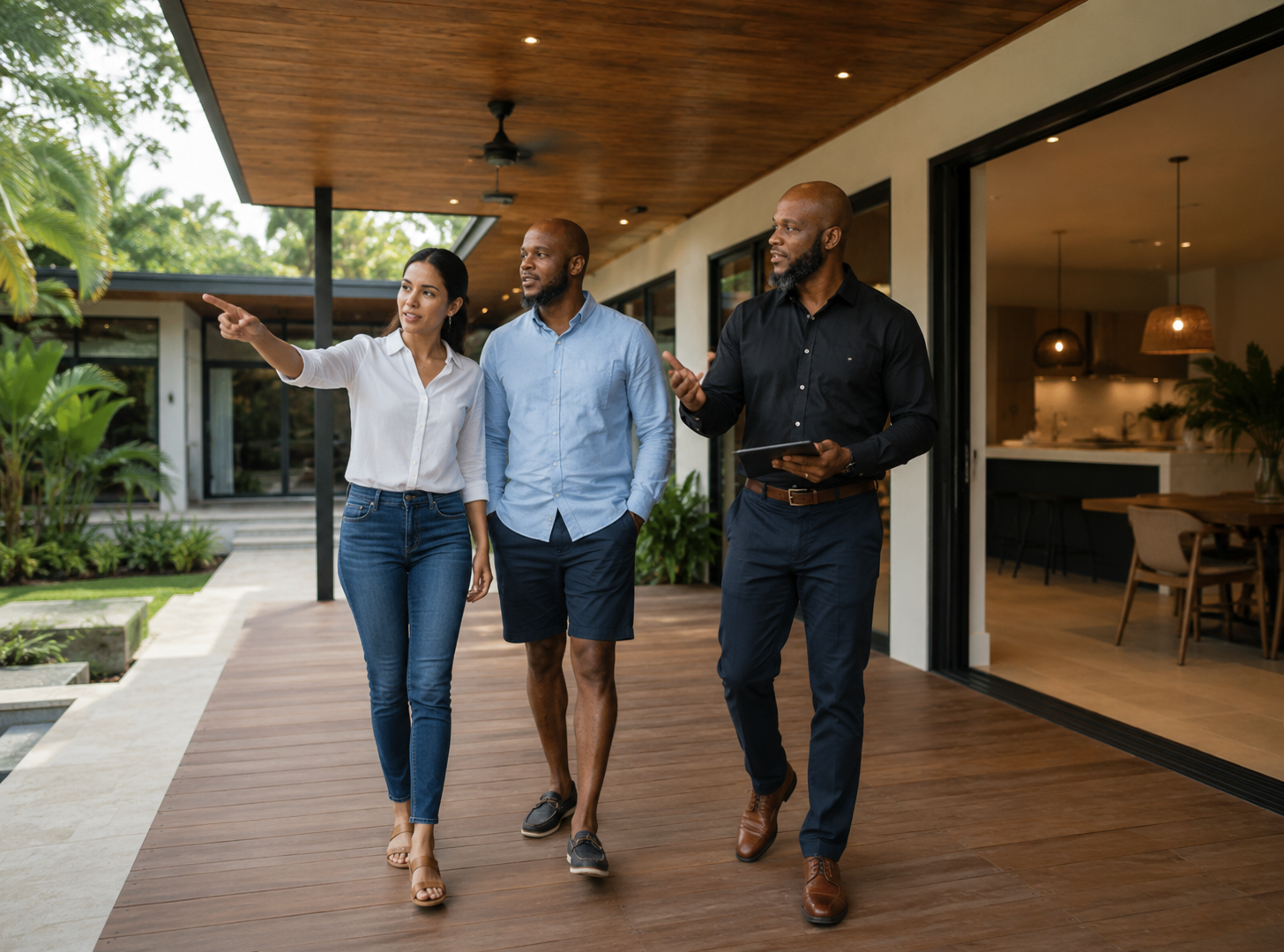 Property renovation consultation walk-through at a tropical Costa Rica home