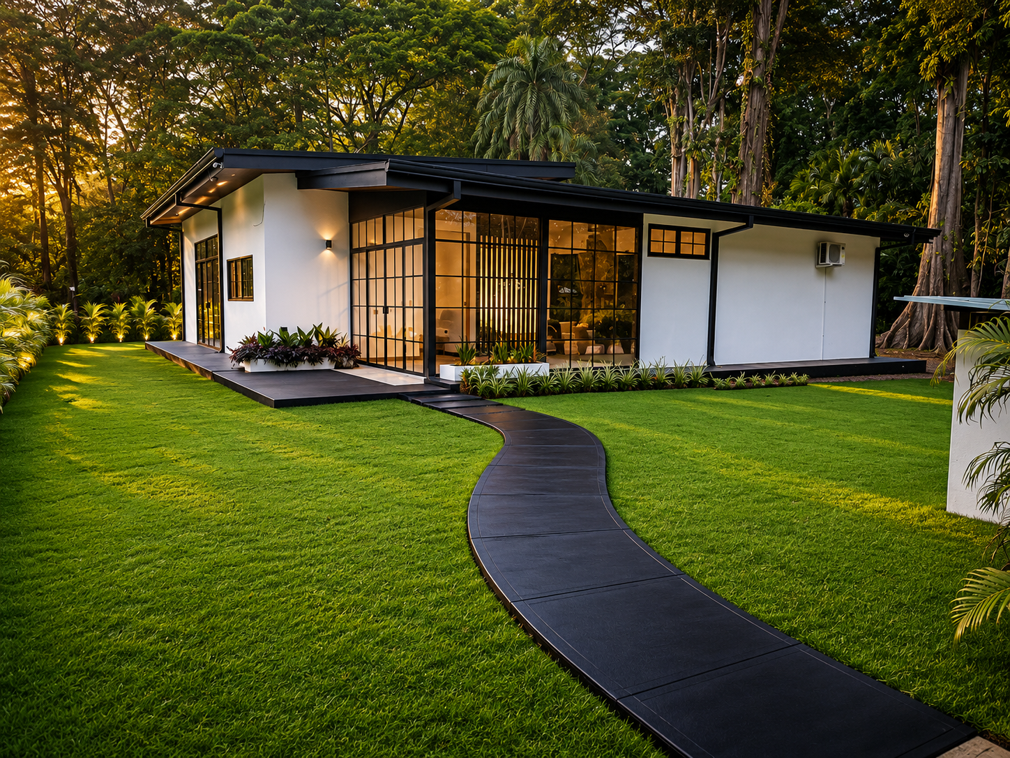 Costa Rica vacation home at sunset with tropical landscaping and investment potential